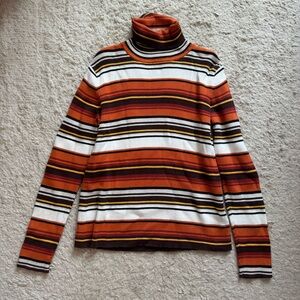 Y2K striped turtleneck sweater